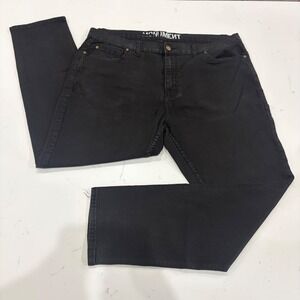 Y2K Monument Mens Black Denim Jeans Straight‎ Leg Baggy Pants 38x28